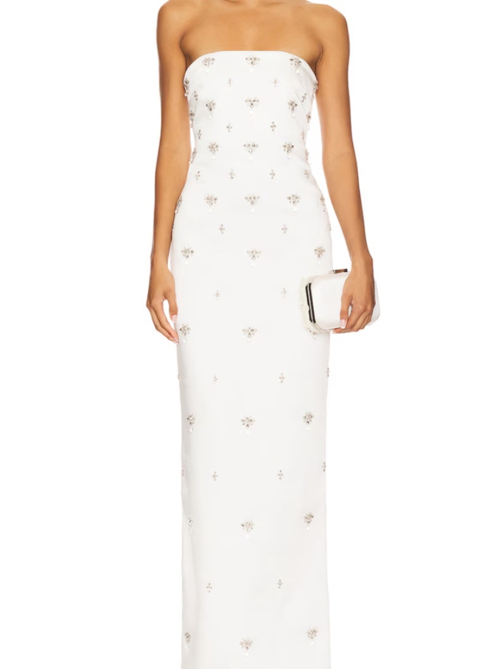 Retrofete Elise Dress - White Satin Embellished Maxi Dress - NWT